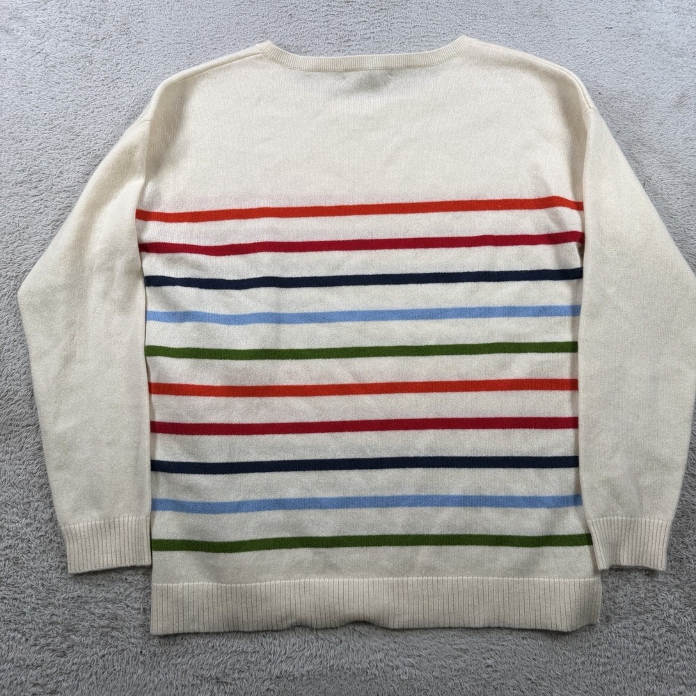 Neiman Marcus Sweater Mens XL Beige Striped 100% Cashmere Crewneck Pullover - Picture 7 of 8